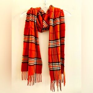 Cozy cashmink deep orange plaid scarf